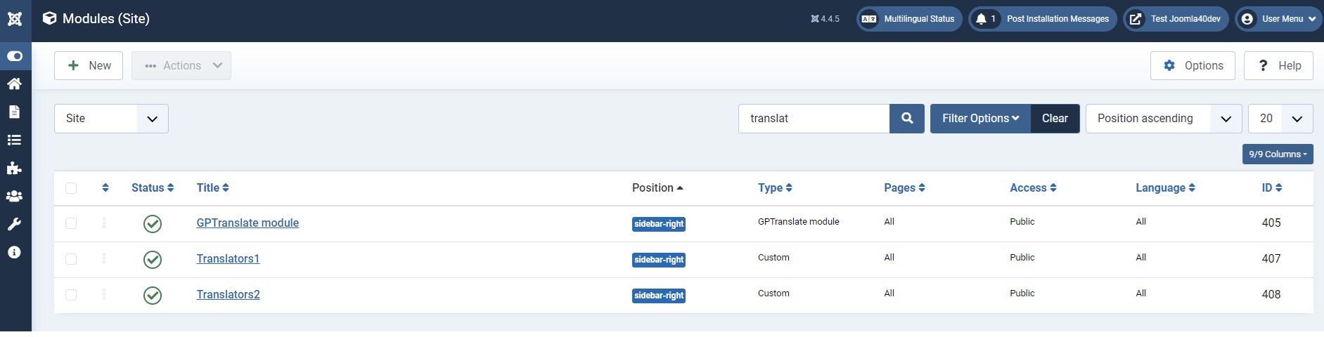gptranslate modules