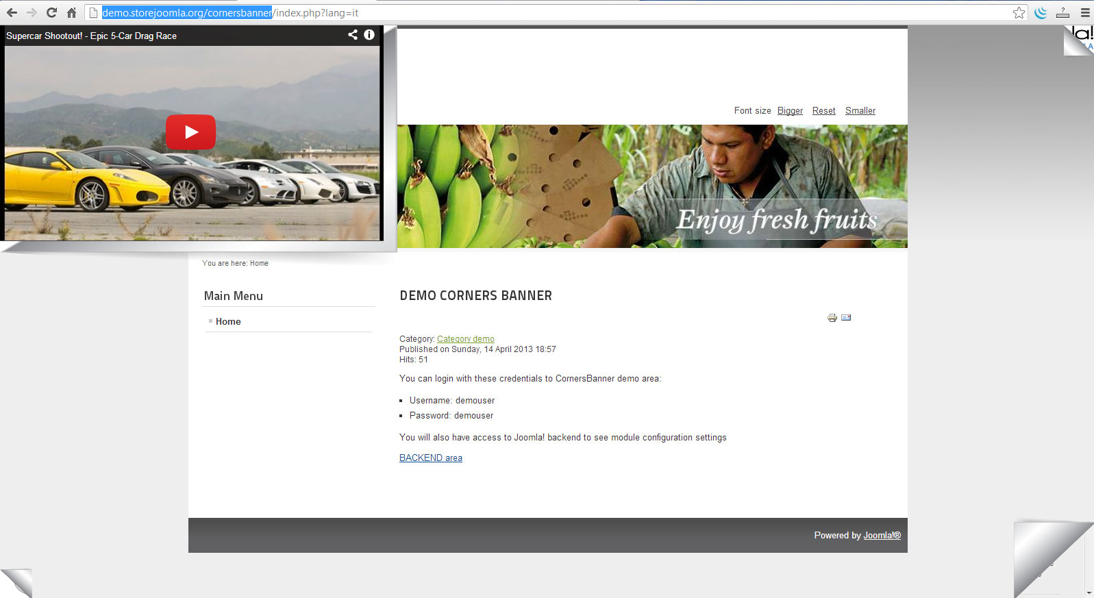 Corners banner Youtube video