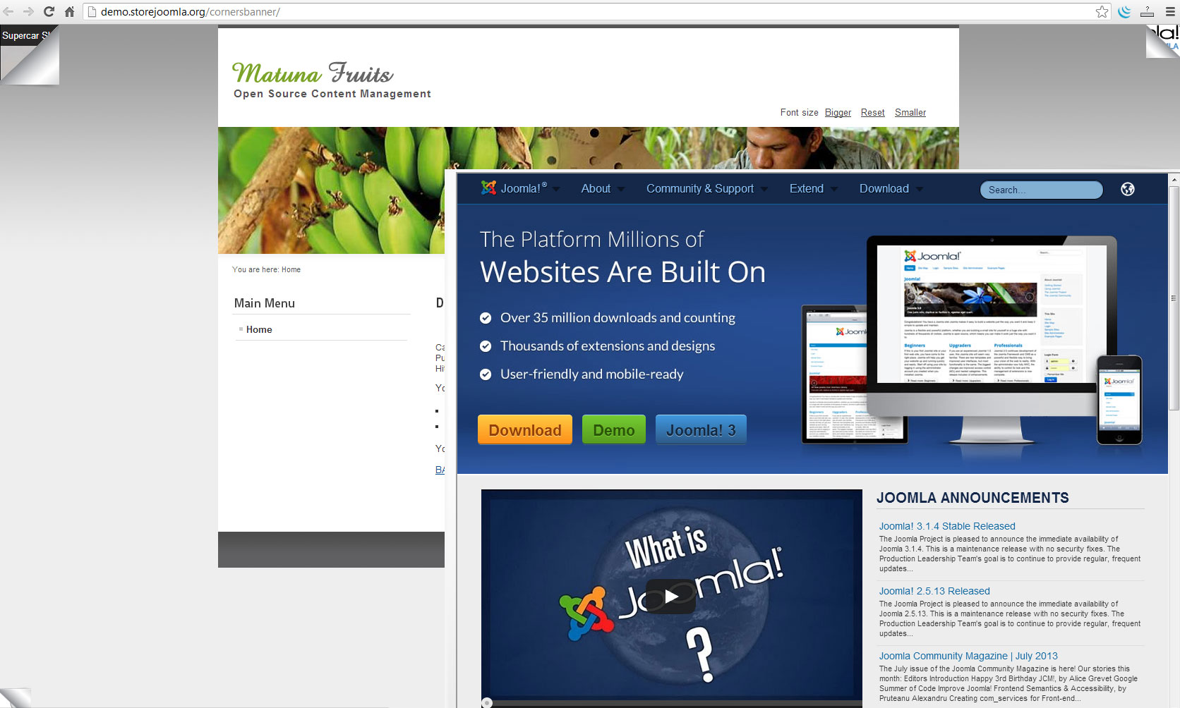 Corners banner HTML page
