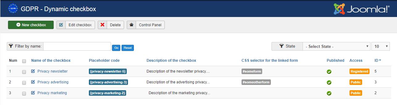 Dynamic checkbox