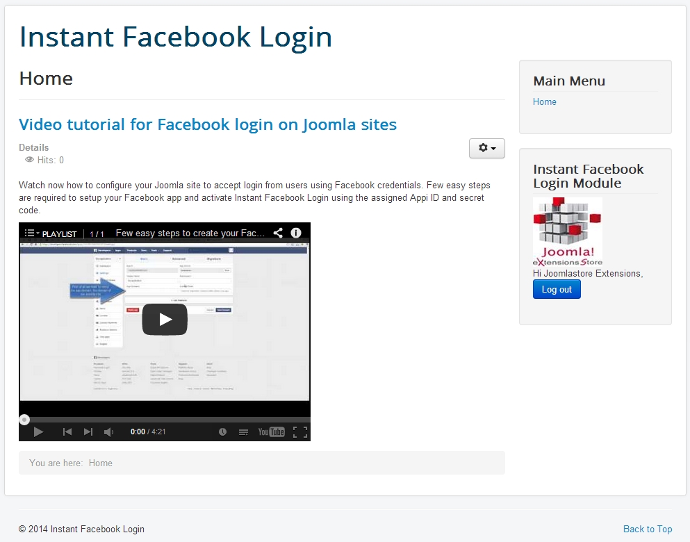 Logged with Facebook account
