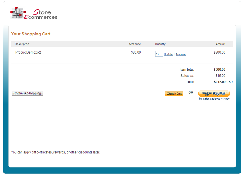 Paypal cart integration