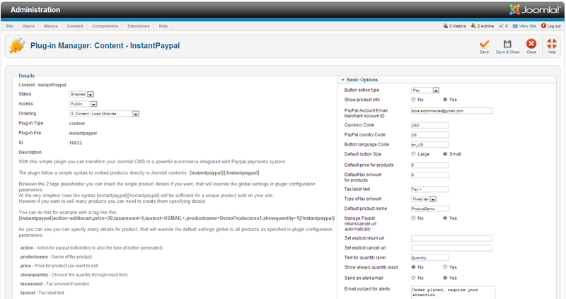 Plugin settings