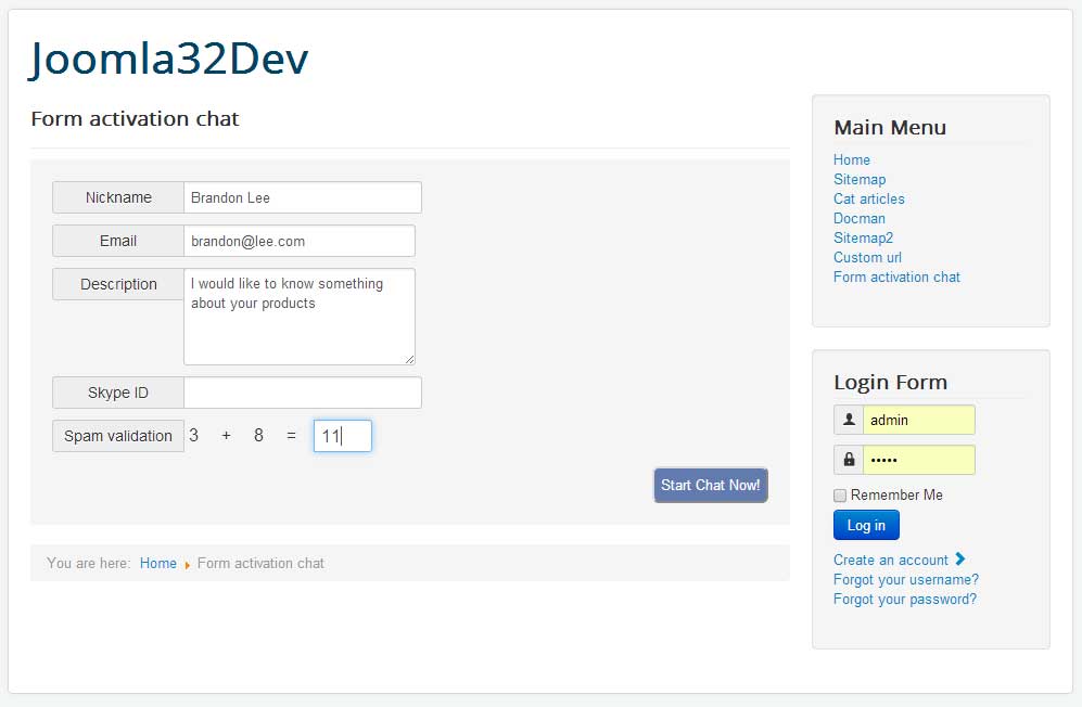 Form based chat join