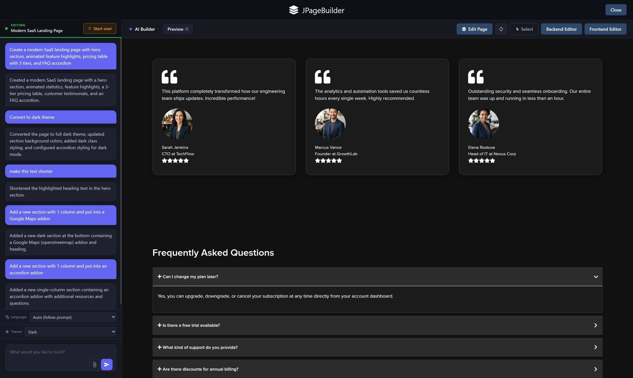 AI Builder targeted section refinement