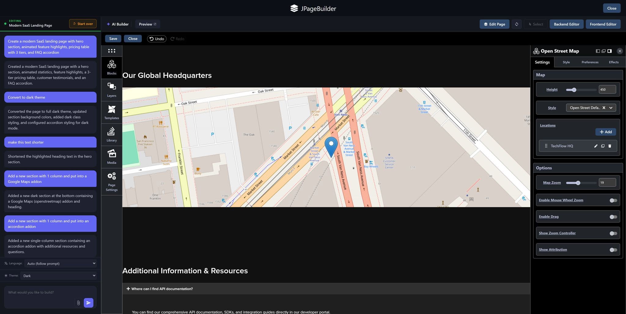 AI Builder open in the visual editor