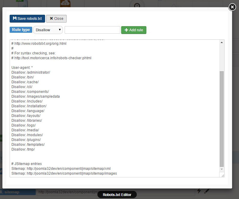 Robots.txt editor