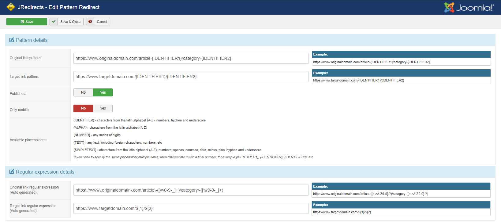 Patterns redirects