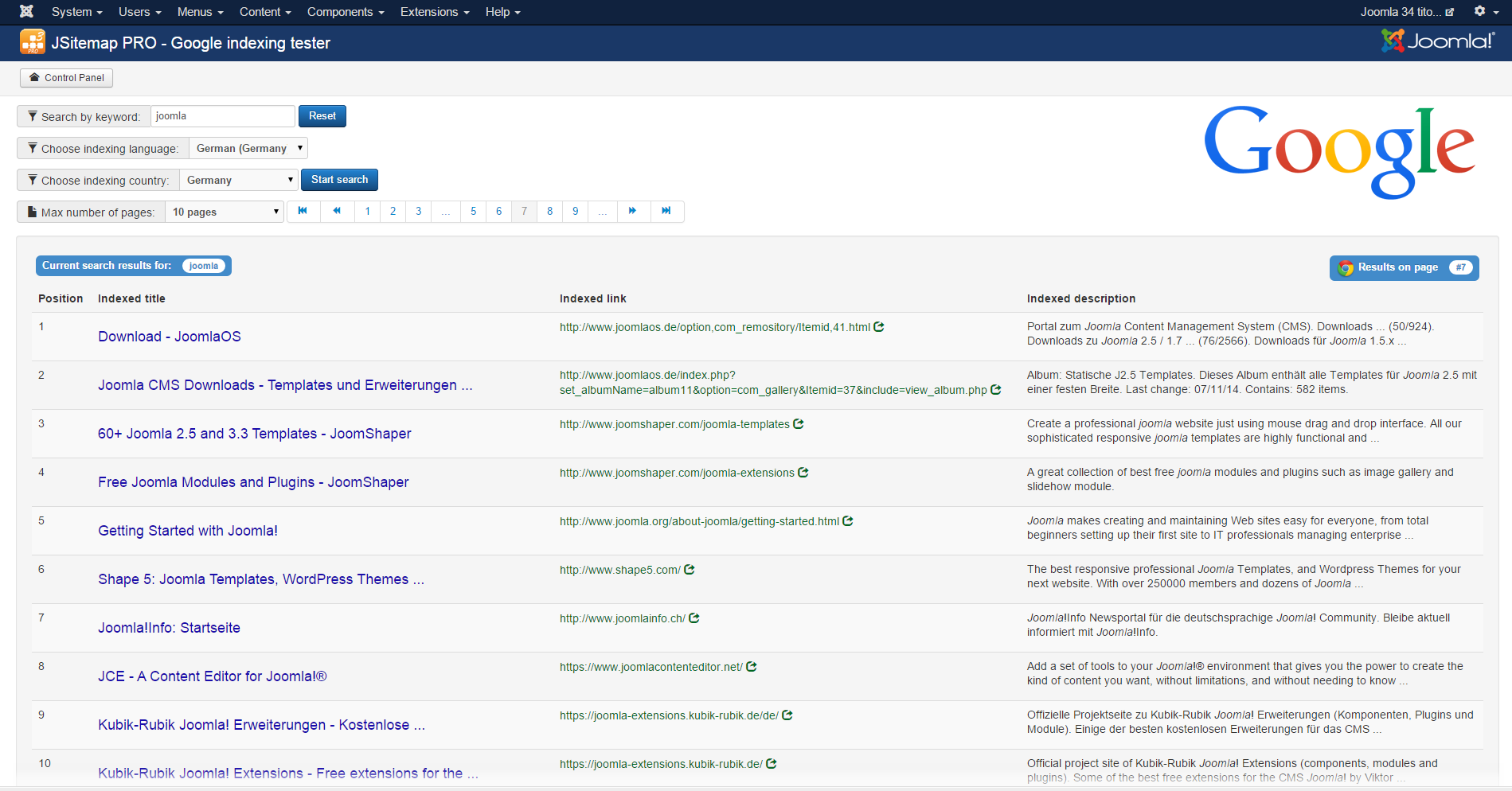 Google Indexing Tester