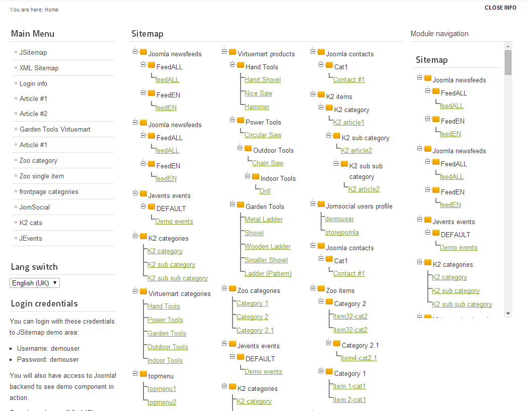 Frontend sitemap