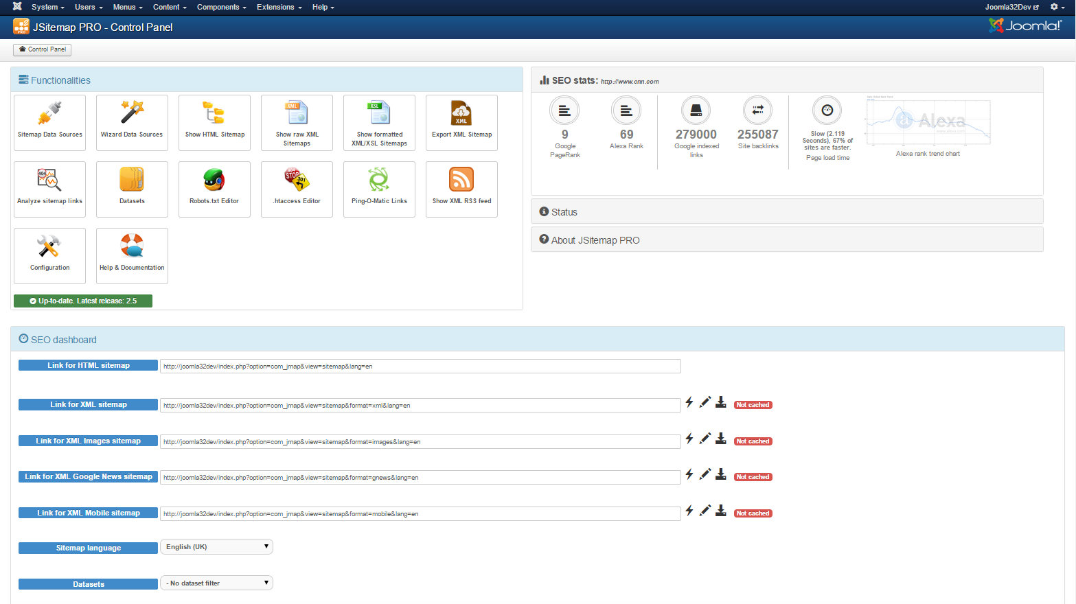Admin control panel