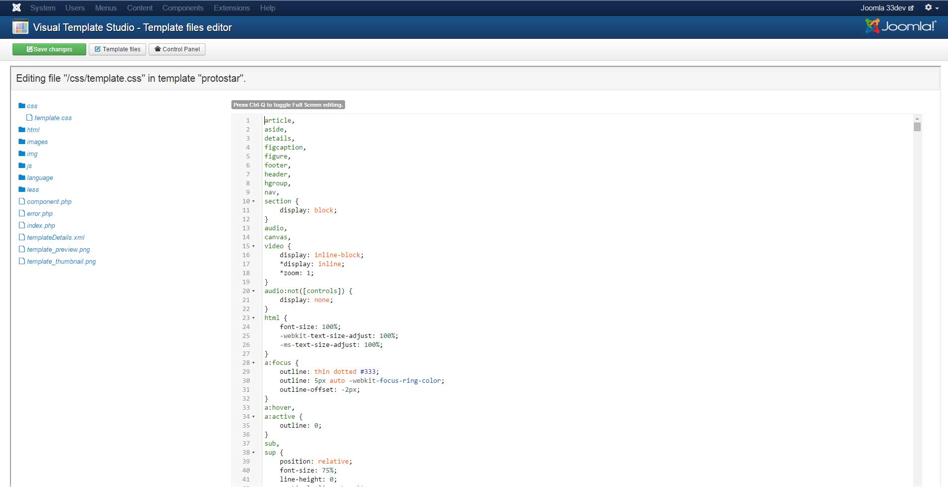 CSS file editor