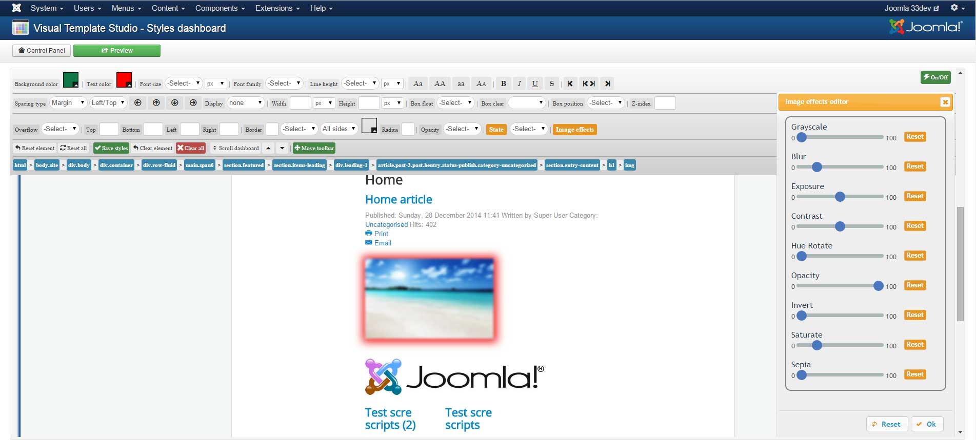 Image effects editor